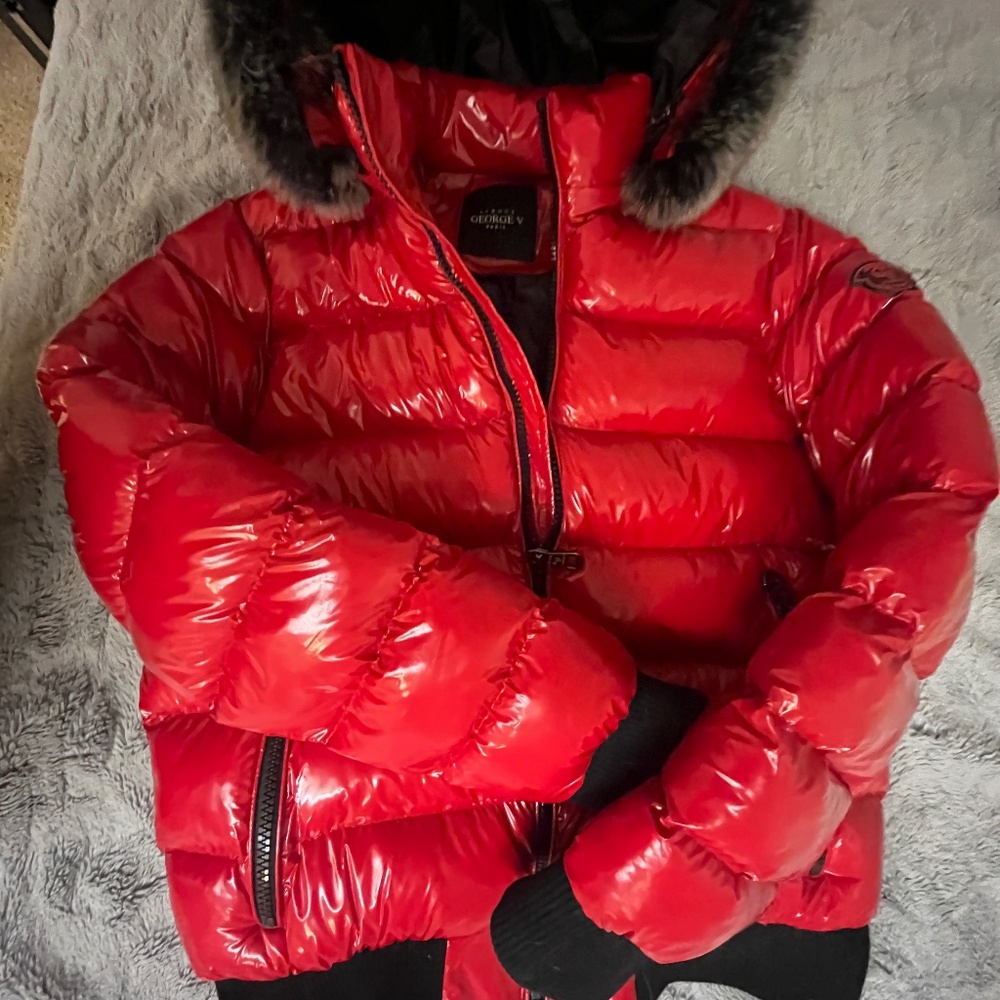 avenue george V paris winter coat- red